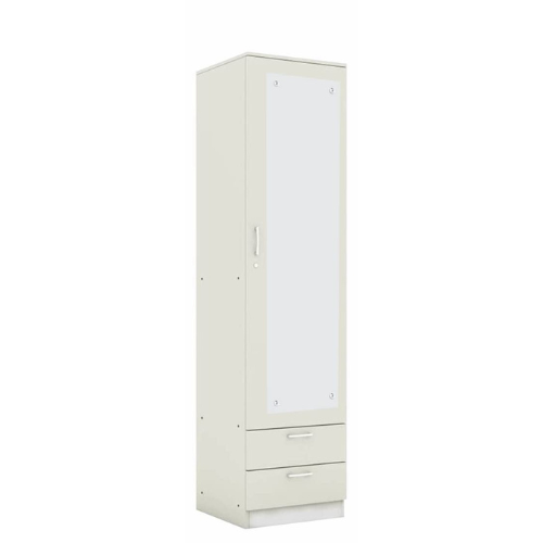 Super White Engineered Wood Single Door Wardrobe/Cupboard with 4 Shelves