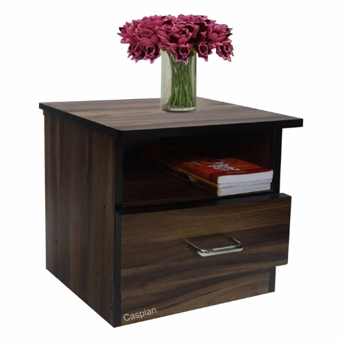 Engineered Wood Bedside Table with 1 Drawer and Open Shelf in Walnut Brown