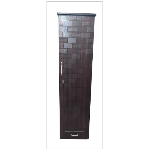 Brick Textured Engineered Wood Single Door Cupboard with 3 Shelves, 4 compartments