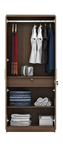 Wooden Cupboard with Shelves & Drawer|| Home Storage Cabinet Engineered Wood 2 Door Wardrobe