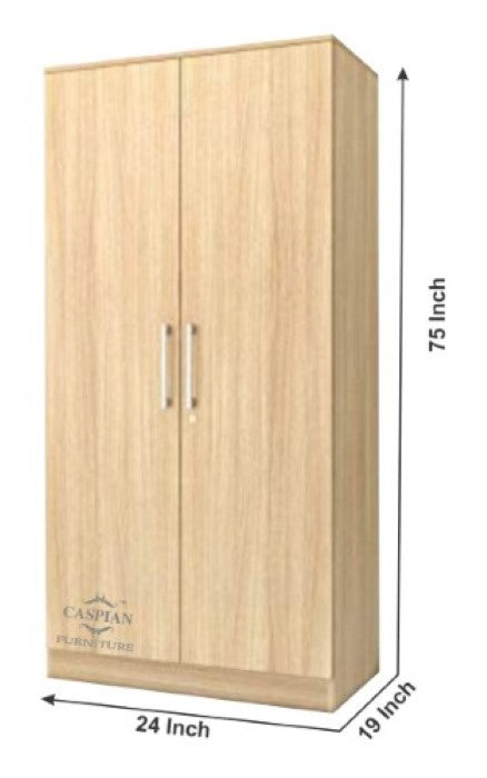 Rolex Light Colour 2 Door Wardrobe for Bedroom with 2 Drawers, 3 Shelves and Hanging Space for Clothes | Cupboard for Home