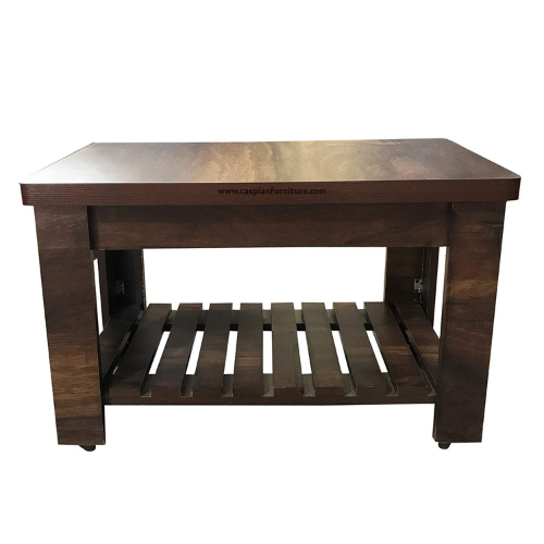 Engineered Wood Center Table/Teapoy with Shelve for Living Room (Brown Textured)