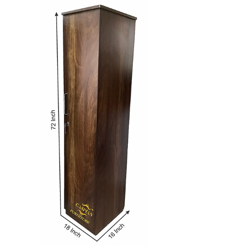 Engineered Wood Single Door Wardrobe in Junglewood Finish (Brown)