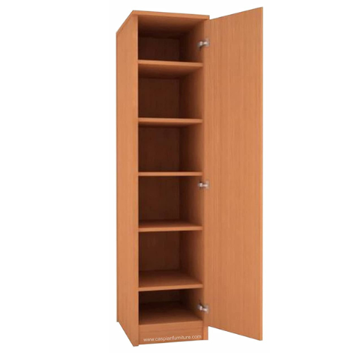 Light Brown Engineered Wood Single Door Wardrobe/Cupboard with 5 Shelves and 6 compartments