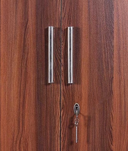 Asian Dark 2 Door Wardrobe with 2 Dawers 5 shelves and hanging space for clothes for Bedroom | Engineered Wooden Wardrobe for Home