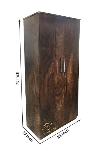 Junglewood Texture 2 Door Wardrobe/Cupboard with 6 Shelves | Wardrobe for Bedroom/Kitchen Organizer/Clothes Cabine