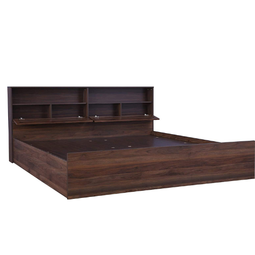 Engineered Wood Contemporary Style Queen Size Bed with Shelves & Storage