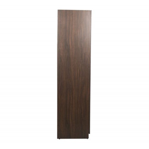 2 Door Textured Wooden Wardrobe with Mirror (Walnut)