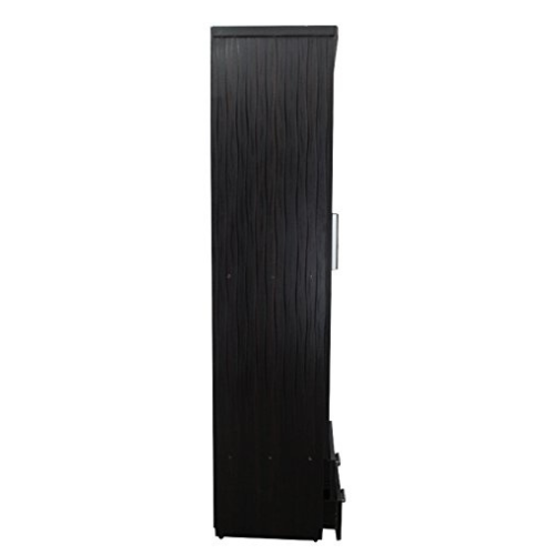 Engineered Wood Textured Single Door Wardrobe ( Black , 1 Door)