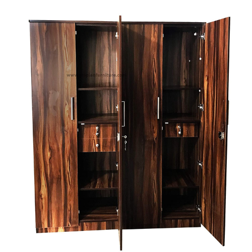 4 Door Wardrobe for Bedroom with Locker, Drawers, Shelves and Hanging Space | 4 Door Wardrobe for Clothes Wooden Furniture |