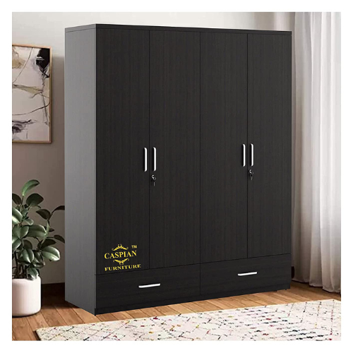 Engineered Wood 4 DOOR Wardrobe with 3 Drawers, 8 Shelves and Hanging Space for Clothes || Wooden Cupboard