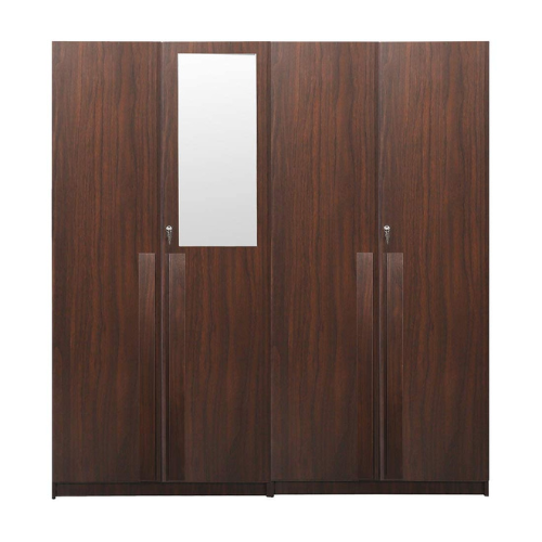 4 Door Wardrobe for Bedroom with Mirror, Shelves and Hanging Space | 4 Door Wardrobe for Clothes Wooden Furniture