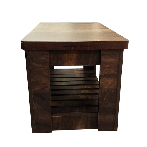 Engineered Wood Center Table/Teapoy with Shelve for Living Room (Brown Textured)