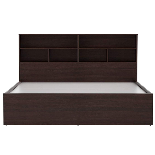 Engineered Wood Modern Style Queen Size Bed with Shelves